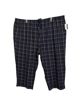 HB Mens Flannel Plaid Lounge Pants Navy & Red 5XL 100% Cotton Elastic Waist NWT